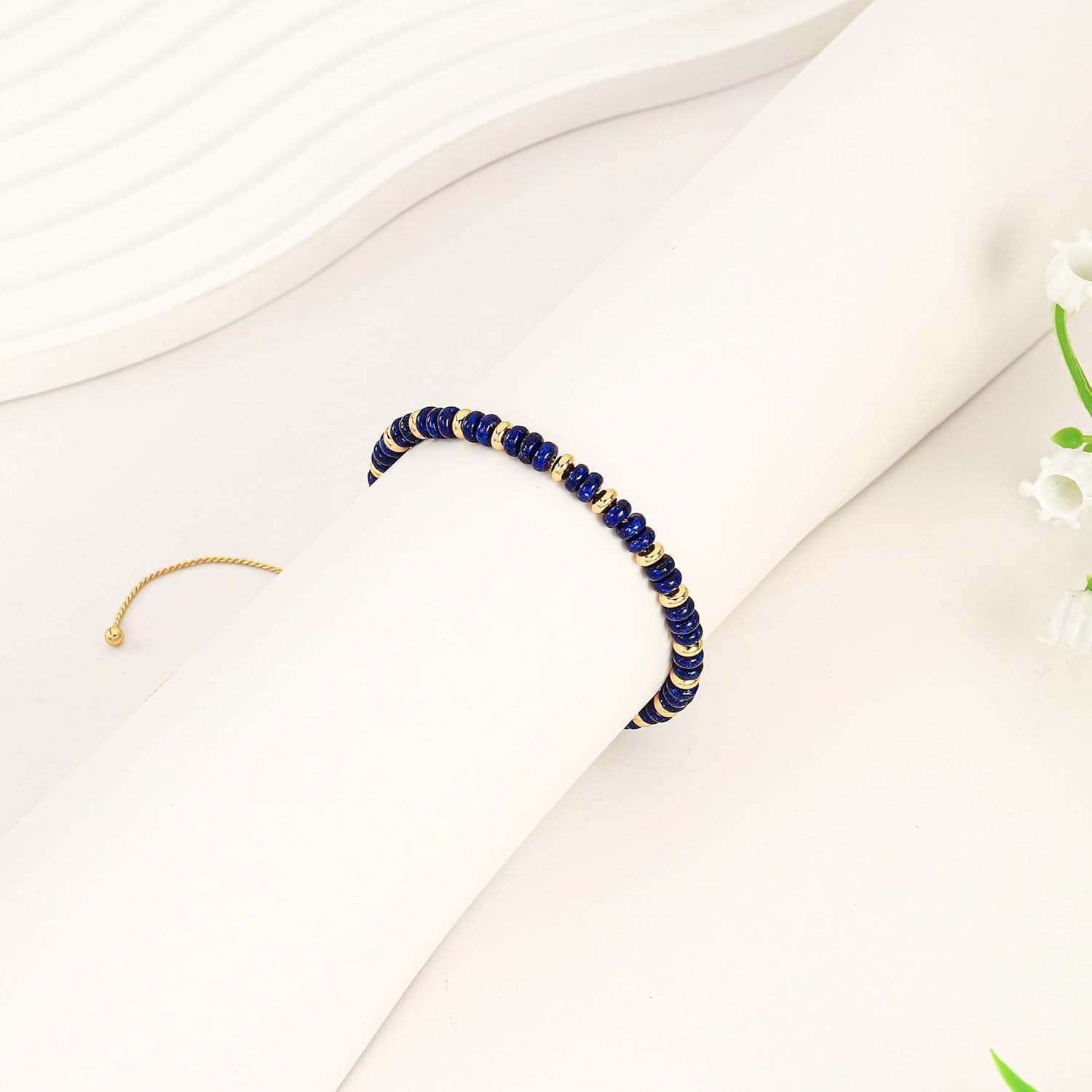 Dainty Natural Stone Bracelet for Women Trendy Colorful Beaded Bracelet 14K Gold Plated Adjustable Slider Bracelets Jewelry - Image 8