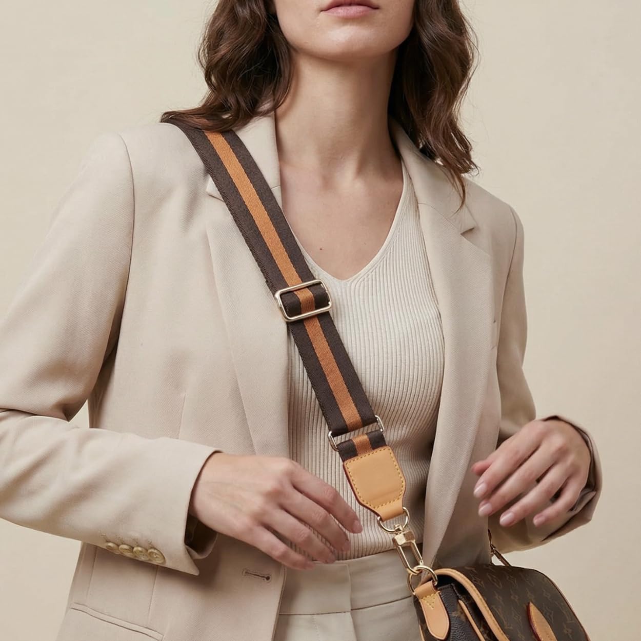 Wide Purse Strap Crossbody Replacement Strap for Handbags Adjustable Brown Leather Purse Strap