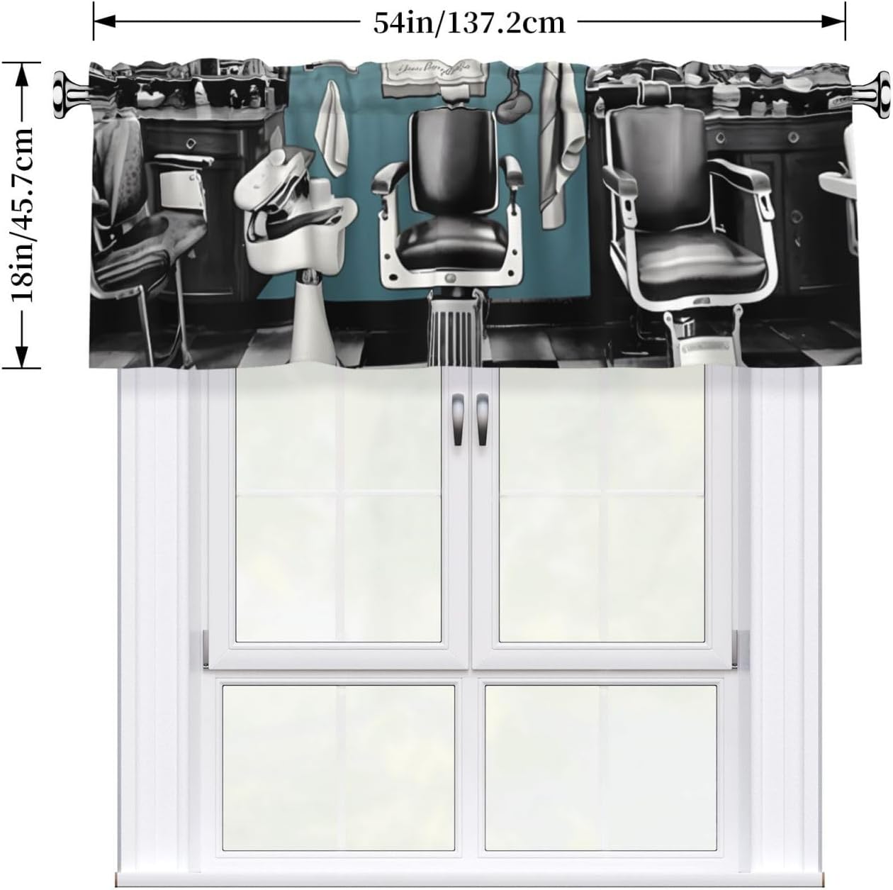 Valance Curtain Bohemia Valances for Windows Barber Shop Valance Short Curtains for Kitchen Dining Room Home Decor Rod Pocket Short Blackout Window Valances 1 Panel 54x18in