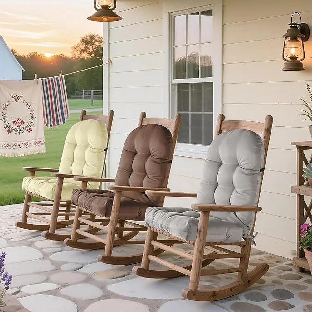 Coussin de chaise de terrasse imperméable une pièce touffeté avec attaches à dossier haut pour meubles de patio (noir)