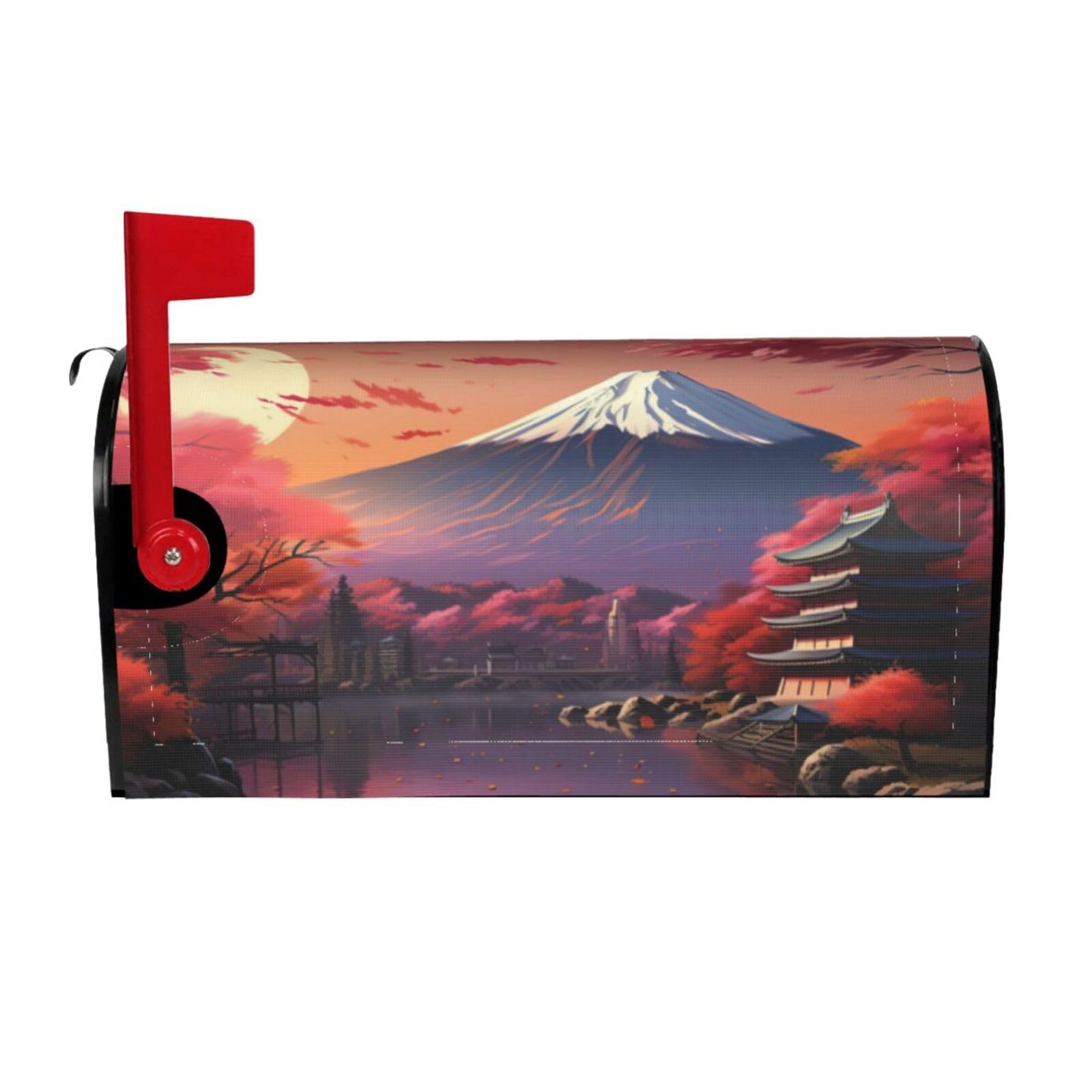 Japan Mount Fuji Landscape Print Mailbox Covers Magnetic Mailbox Post protective cover for Garden Yard Outdoor Decor
