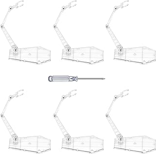 6 Pack Action Figure Stand,Assembly Action Figure Display Holder Base Doll Model Support Stand Compatible with HG RG SD SHF Gundam 1/144 Toy Clear