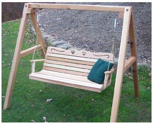 4 ft. Cedar Country Hearts Porch Swing with Stand