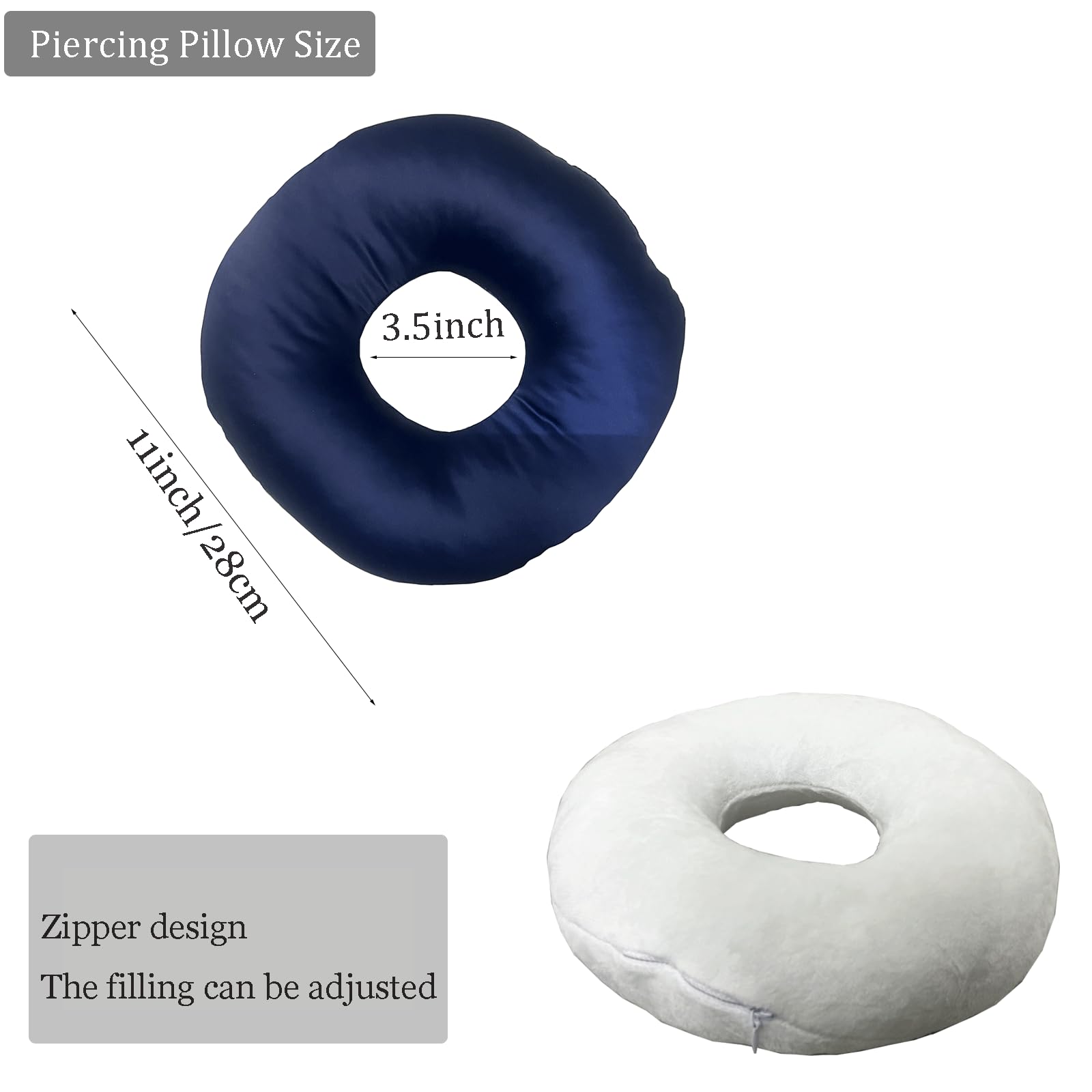 GCHC-CYL Ear Piercing Pillow for Side Sleepers?Donut Pillow with Ear Hole Ear Covers for Sleeping ?Pillow with arm Hole?Ear Guard Pillow for Ear Pain Ear Pressure (Blue- Silky Satin)