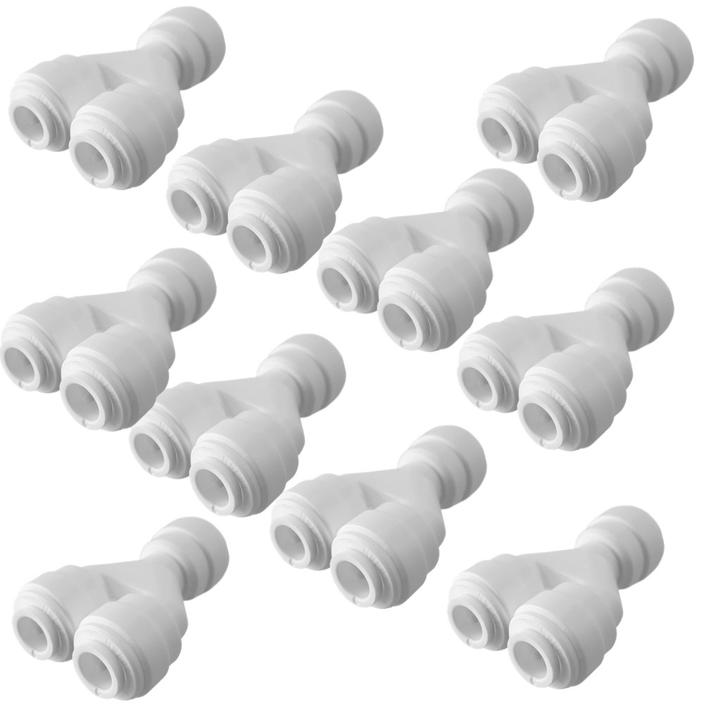PureSec 10 Pack 1/4 Inch OD Inline Shut Off Ball Valve - Food Grade, For Water Purifier & RODI Systems | Tubing Valve