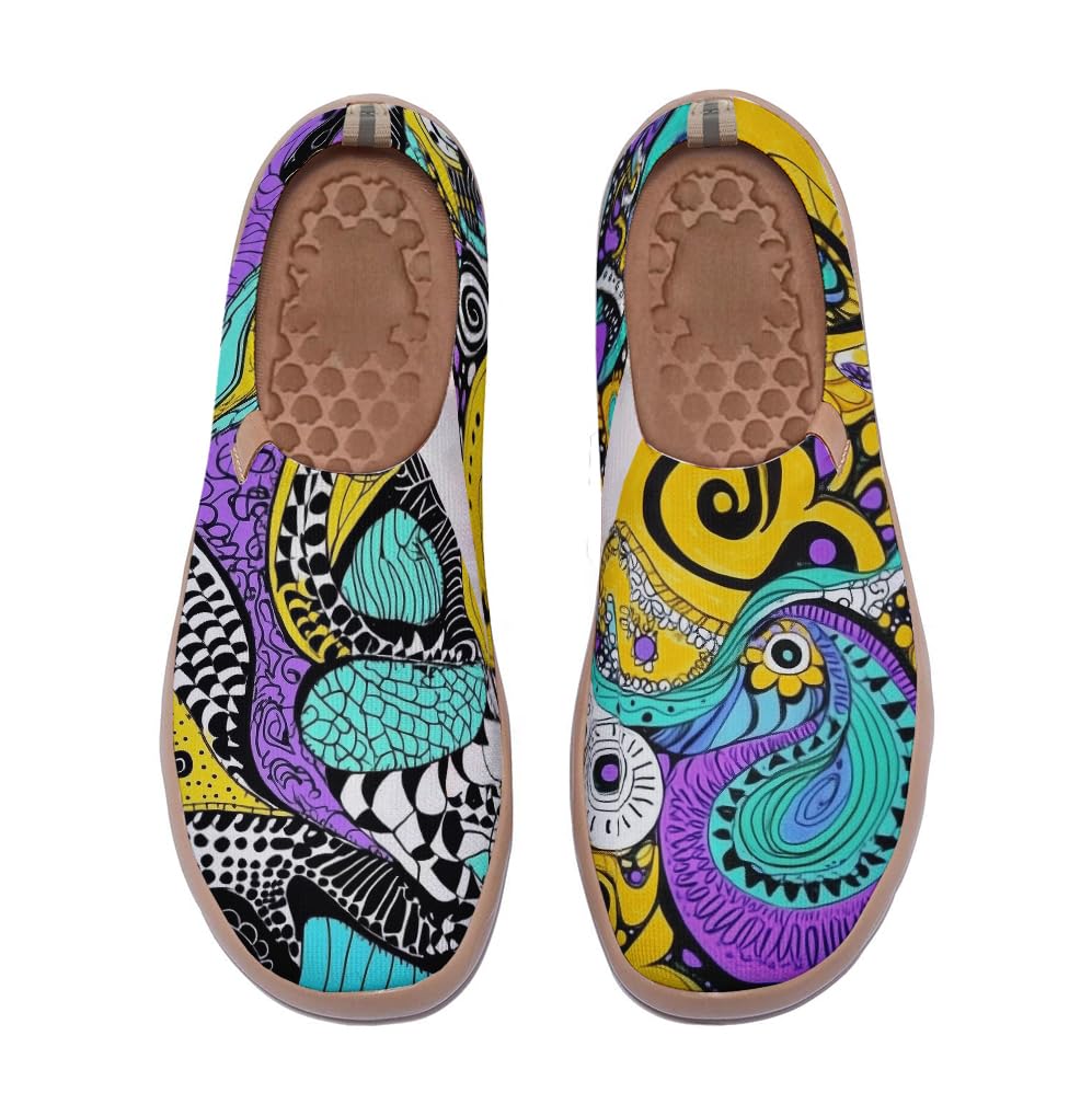 Women's Walking Shoes Art Painted Slip On Loafers Lightweight Breathable Knitted Travel Sneakers2