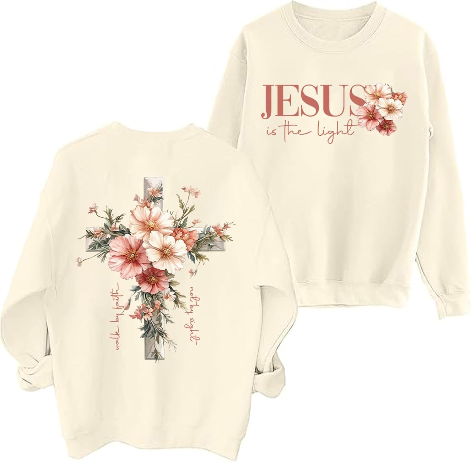 Christian Sweatshirts for Women Floral Graphic Shirt Faith Cross Sweatshirt Faith Religious Inspirational Shirts