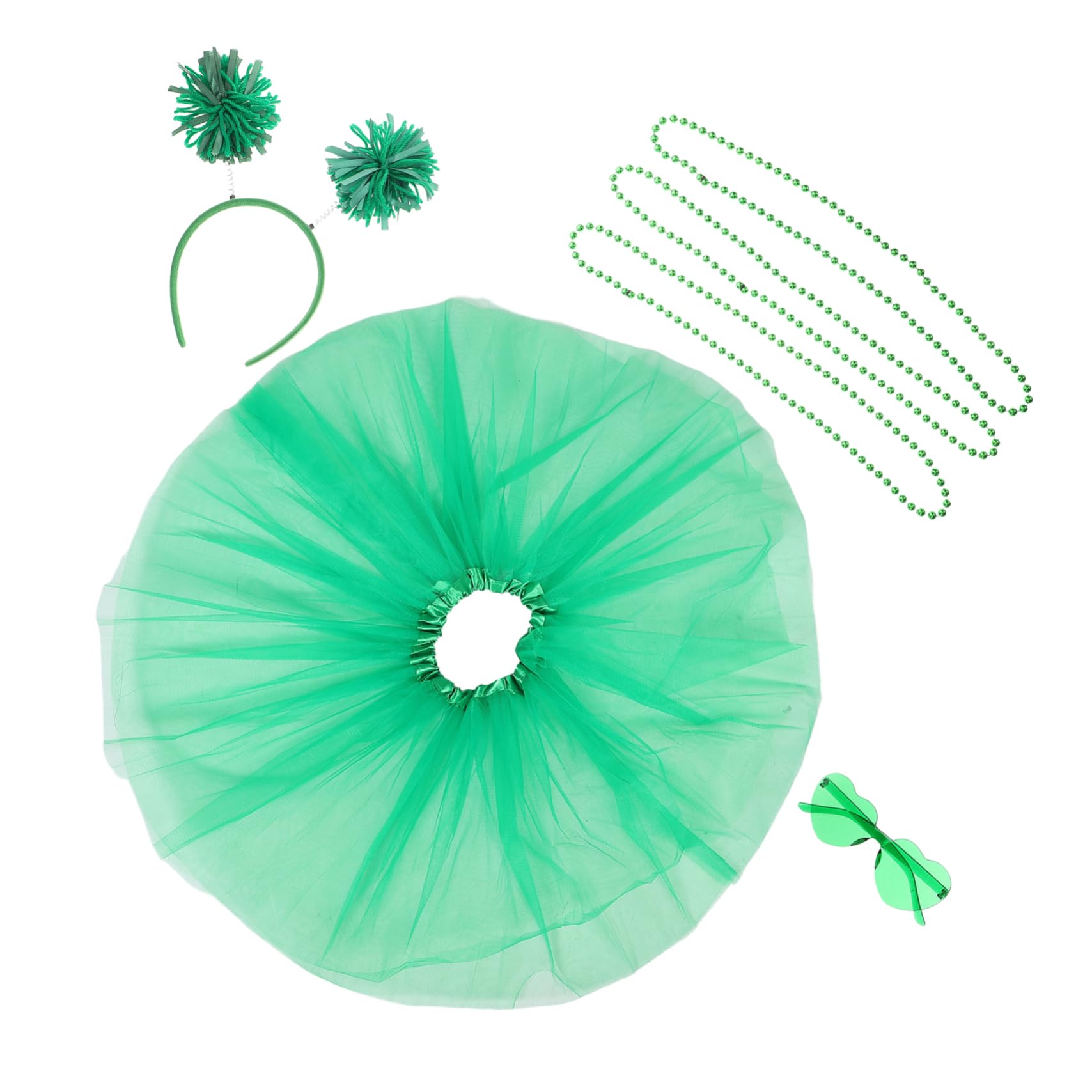 Happyyami St Patrick's Day Costume Accessories for Women Lightweight Green Tutu Skirt and Irish Shamrock Headband for Celebrations and Festive Parties