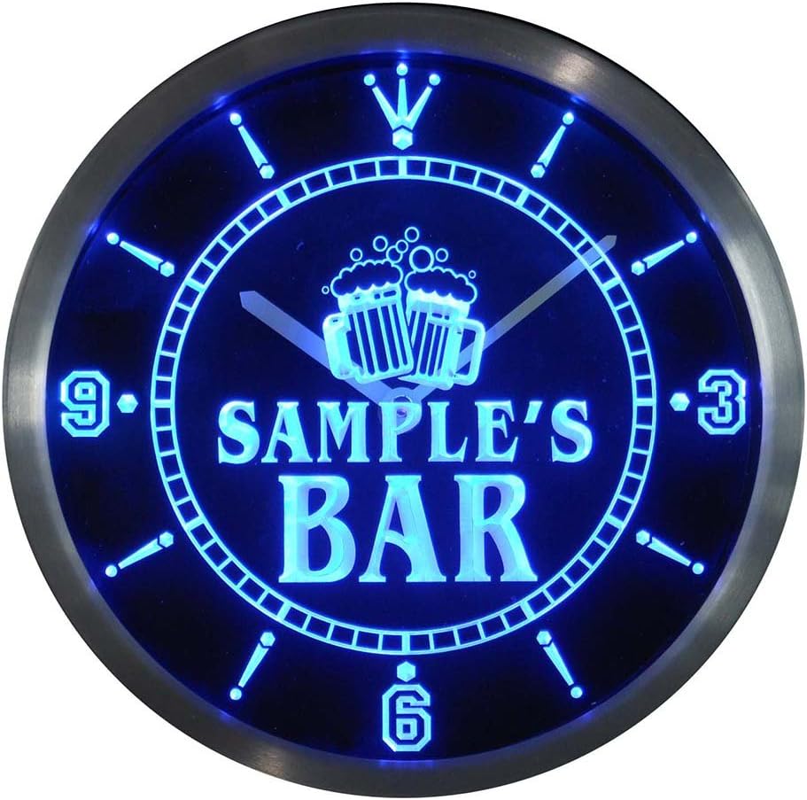 AdvPro ncw-tm Name Personalized Custom Home Bar Beer Mugs Cheers Neon Sign LED Wall Clock