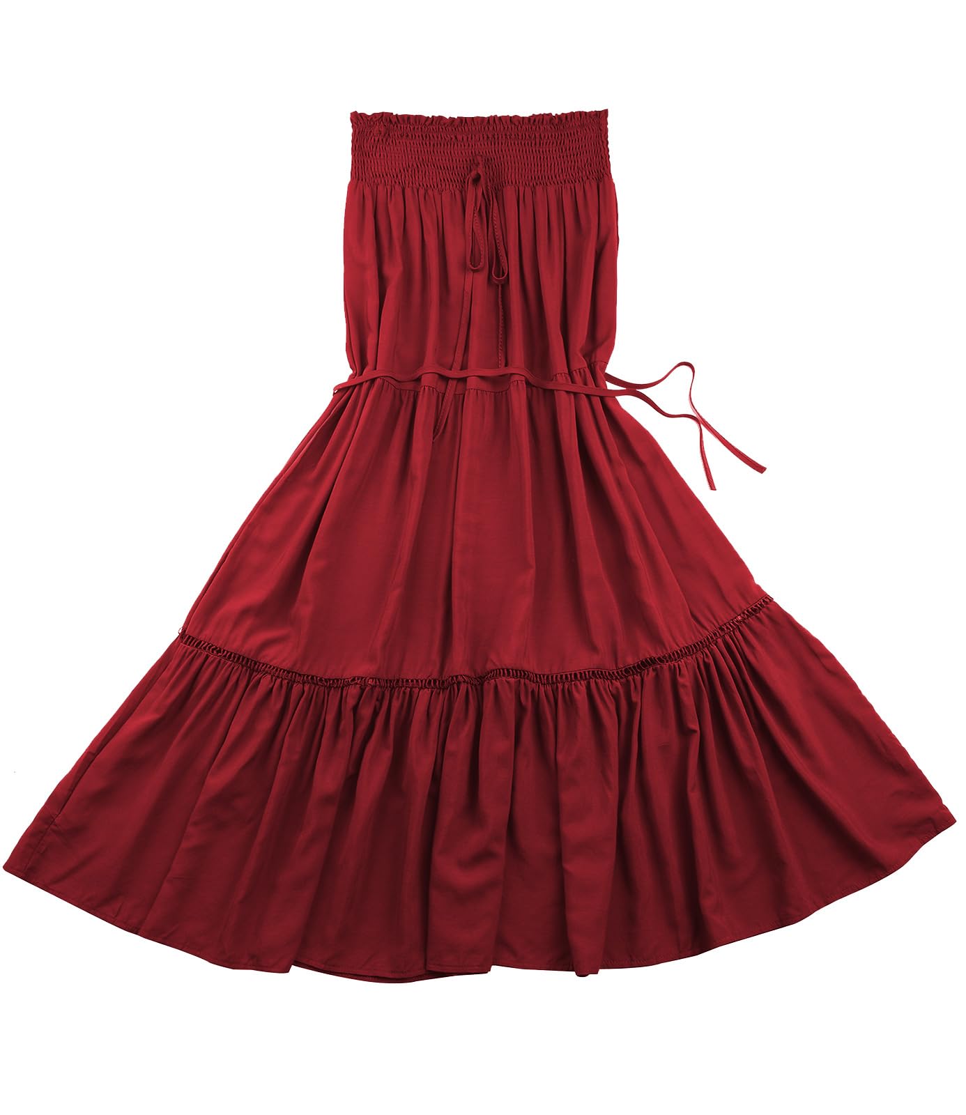 Genfien Femme Jupe 2 en 1 Bohème Tour de Taille Elastique Longue été Maxi Tube Taille Haute A-Line Décontractée Vacances L'été Plage Vintage