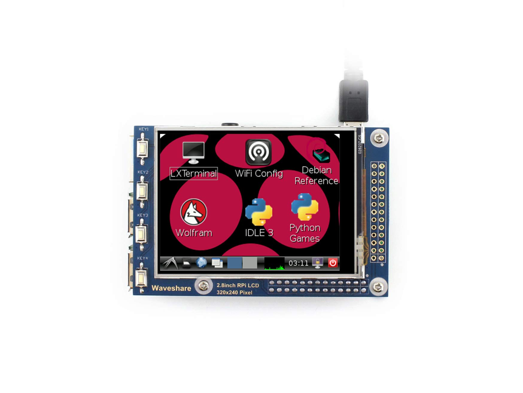 WaveshareLCD Waveshare 2.8inch RPi LCD (A) 320240 Resolution Resistive Touch Screen TFT Display Designed for any Revision of Raspberry Pi