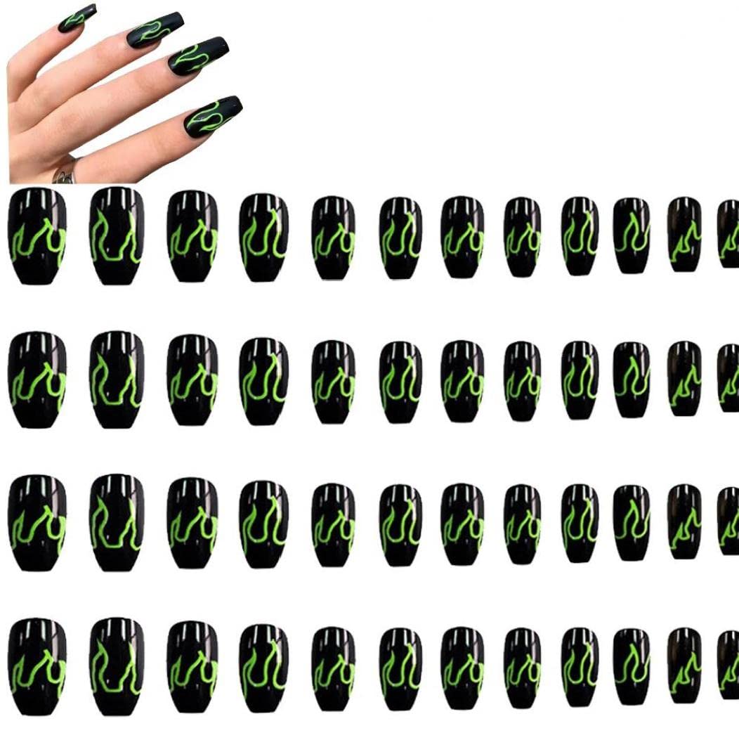 Danlai Women's As Shown 2Set Detachable Long Coffin False Nails With Designs Press On Nails Wearable Fake Nail Decor Full Cover Art Tips
