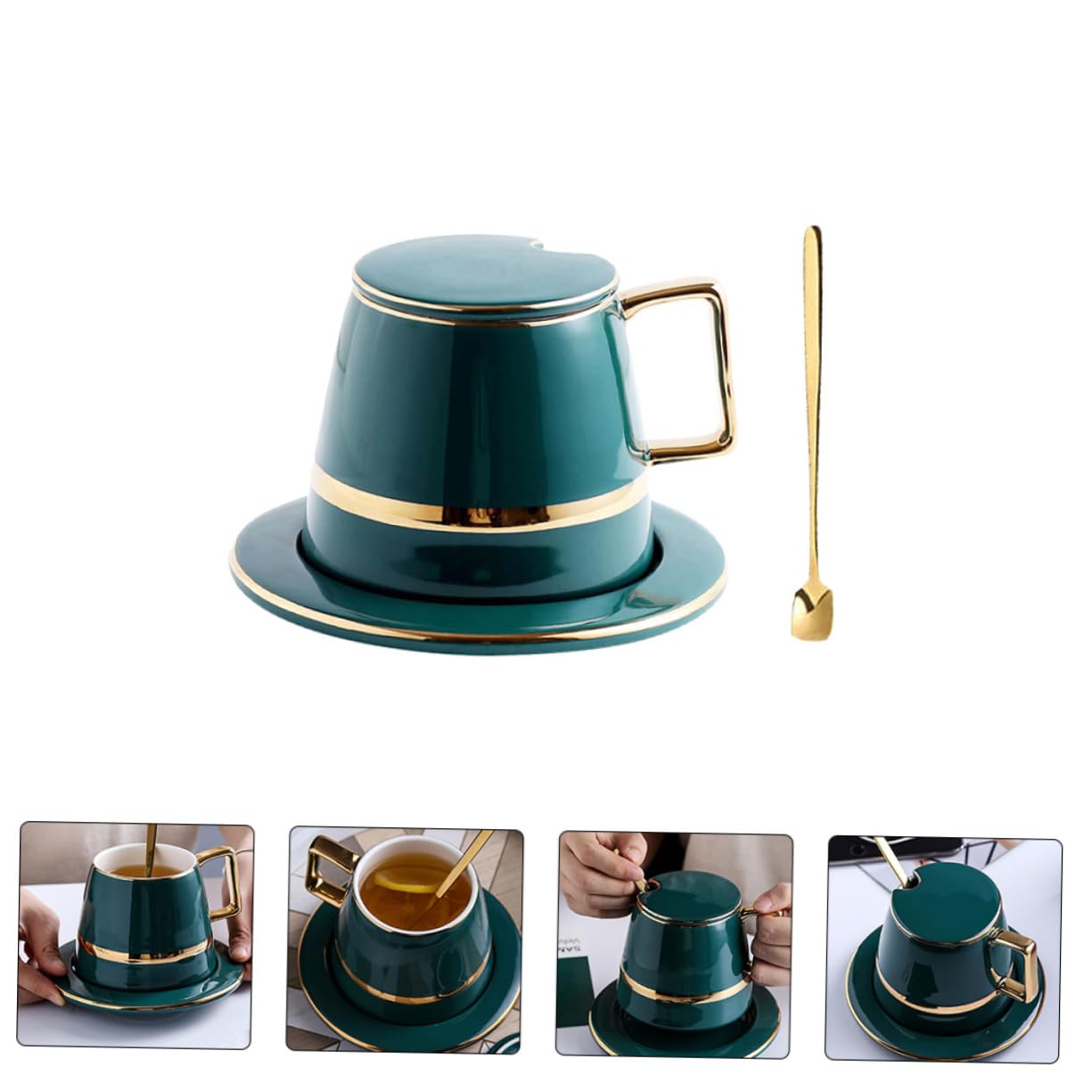 OUNONA Tazze da Caffè in Ceramica Tazza da Tè Piattino Tazze da Caffè e Tè per Uso Domestico e Ufficio Adatte Bevande Calde e Fredde