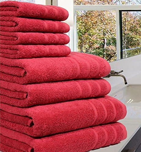 Casabella Luxury 100% Egyptian Cotton Towel Bale - 8 Pieces - 550 Gsm Xlarge Sizes_Red_8 Pieces Set