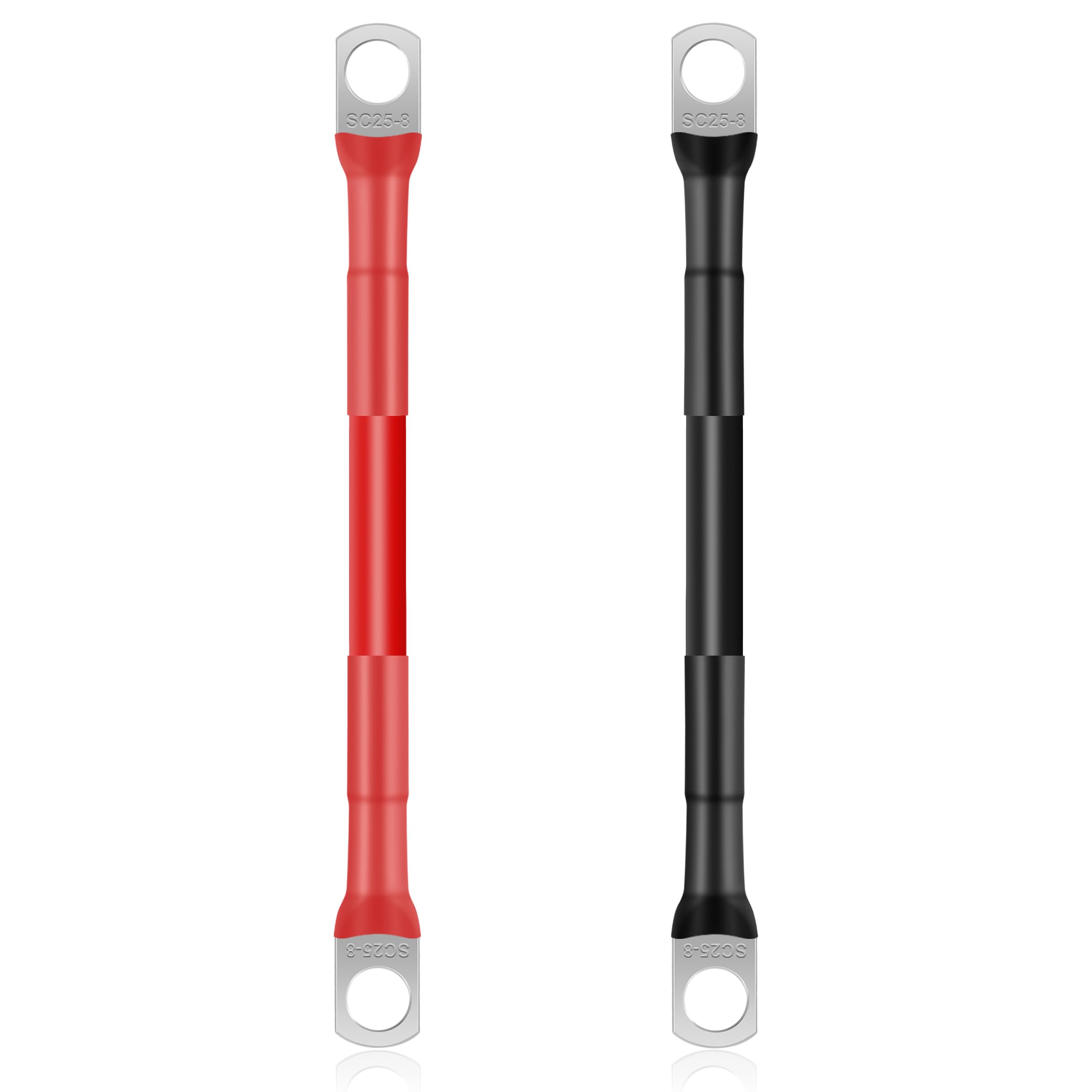 QIMEI-SHOP Cable Bateria 35mm² 50cm Cable Inversor de Batería 12V 2AWG Cables de Batería con M10 Terminales de Anillo para Automóvil Camión Moto Solar Marino Rojo y Negro 2 Piezas — view 12