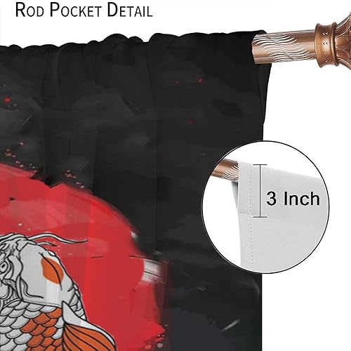 Miniatura 5 de Cortinas japonesas de peces koi, estilo asiático Koi, puerta de habitación, ventana, cortina con bolsillo para cortinero para dormitorio, cocina,