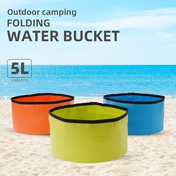 Collapsible Wash Basin, Portable Camping Bucket, Foldable Water Container, Lightweight Hiking Sink, Outdoor Dish Pan, Travel Foot Soak Tub, Compact(Blue+Carabiner)