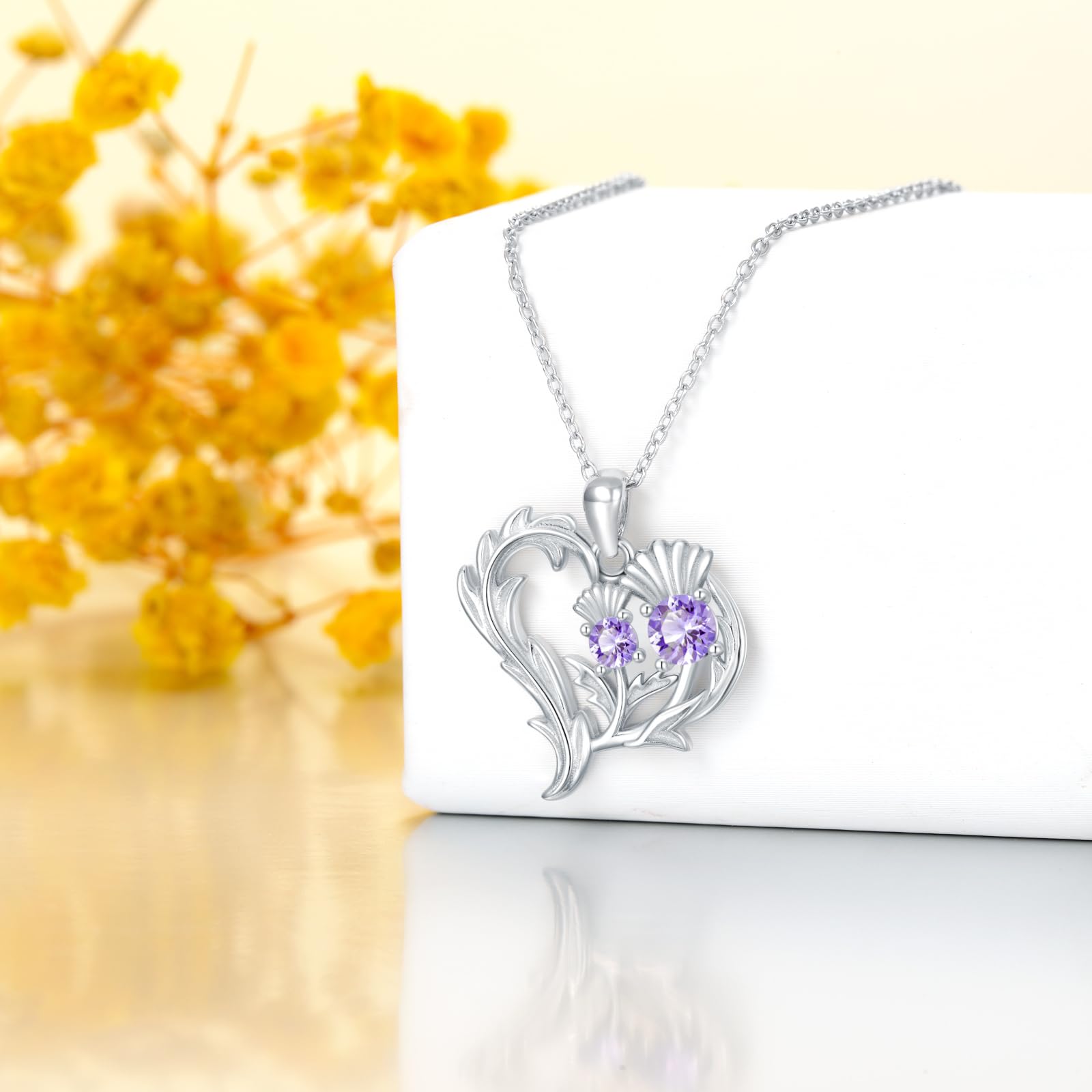 VONALA Schottische Distel Halskette 925 Sterling Silber Schottland Blume Anhänger Liebe Schmuck Geschenk für Frauen