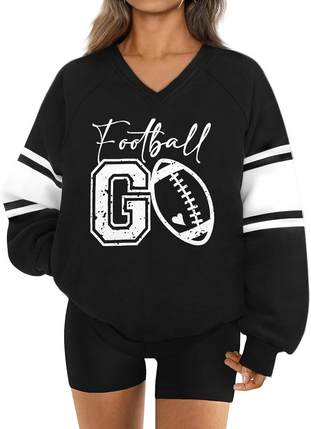 ASTANFY Game Day Sweatshirt for Women Football Sweatshirts Football Mom Hoodie Game Day Fan Gift Long Sleeve Tops - Image 4
