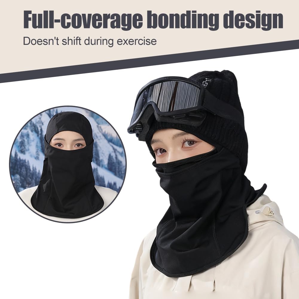 Ski Mask for Men & Women, Windproof Waterproof Balaclava Cold Weather Thermal Breathable Face Mask with Headphone Holes - Image 2