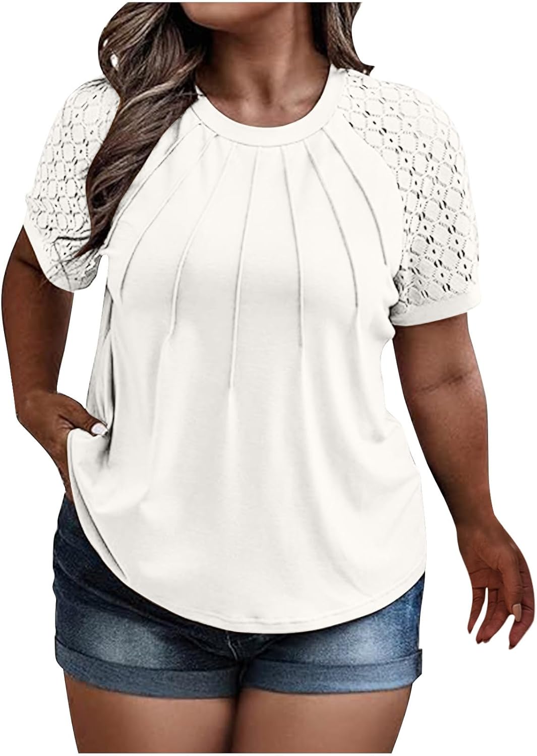 Plus Size Tops for Women, Ladies Tshirts Shirts Short Sleeve Summer Blouses Soft Tunic Tops Loose Tees Comfy T-Shirts