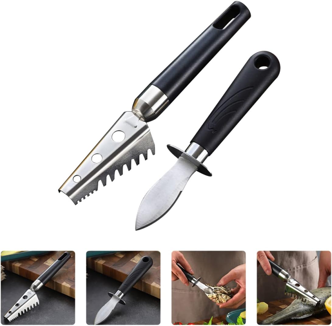 4 Pcs Oyster Fish Skin Brush Oyster Oyster Opener Tool Household Gadgets Seafood Clam Oyster Shucking Tool Fish Scales Not Hurt Hands Plastic Bottle Opener (Black 17X2.2X2.2CM)