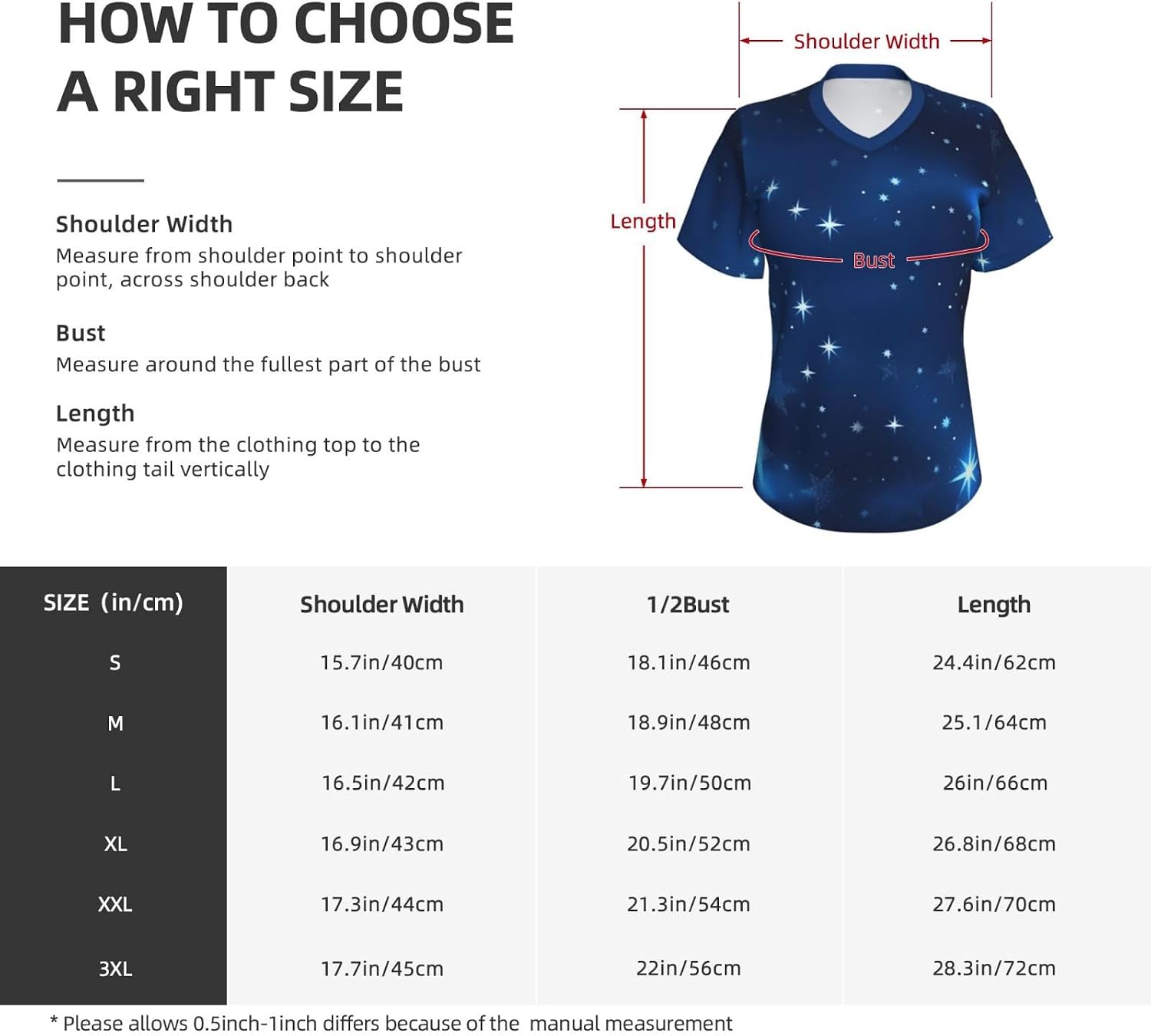 Womens Blue Shining Stars Pattern Print Short Sleeve V Neck T-Shirts Casual Breathable Tee Basic Summer Tops 2026