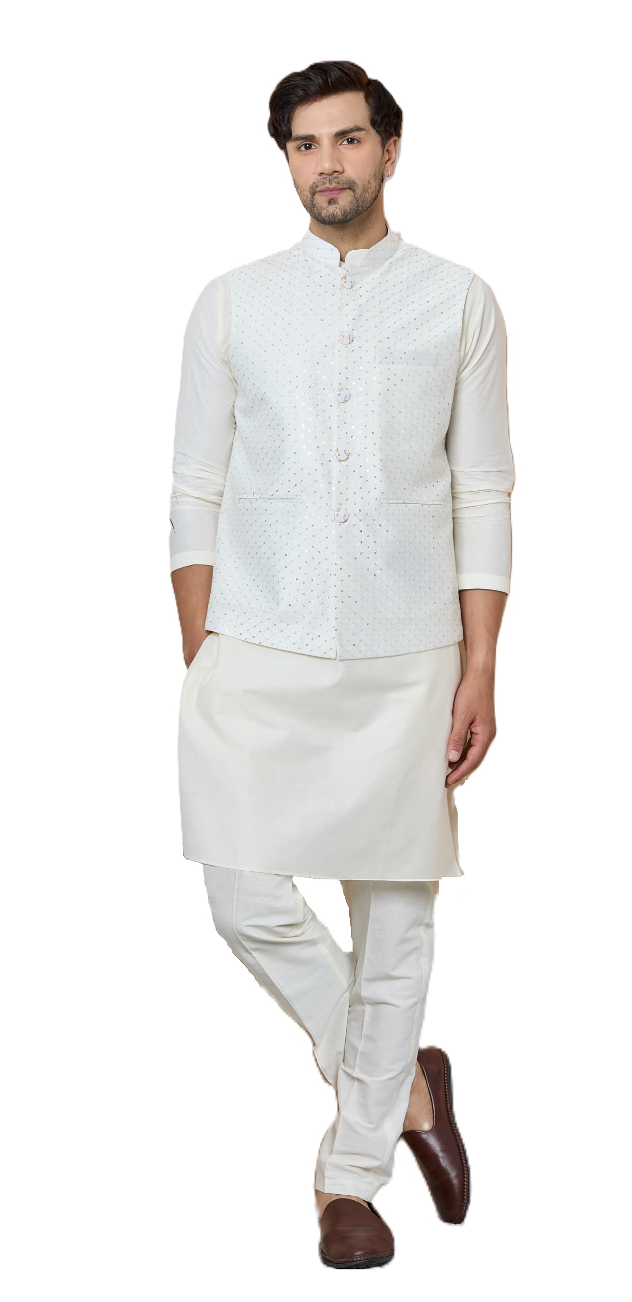 see designs Men's Mandarin Collar Sequin Embroidered Nehru Jacket-picture-28