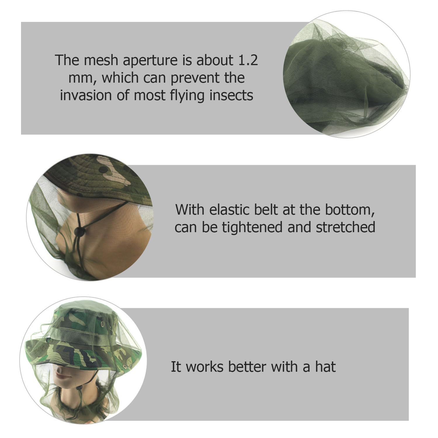 DBALL 4 Pezzi Cappello Anti Moscerini Cappello di Testa a Rete Faciale con 4 Borsa Portaoggetti per Escursionismo Esterno Campeggio Arrampicata Camminare Prevenire Zanzare Volare Insetti Cimice