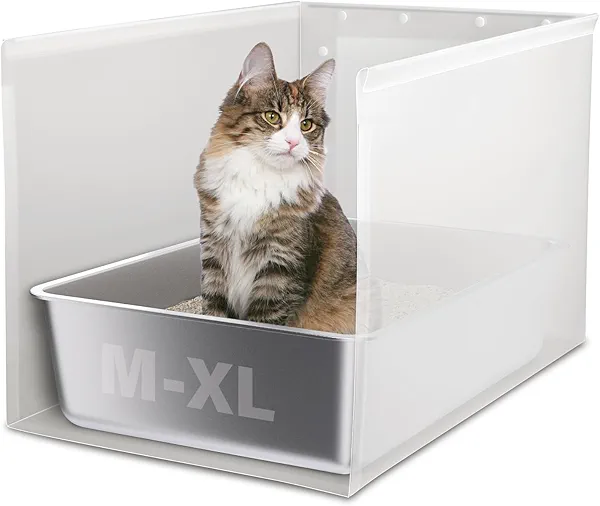 Holintan Litter Box Shield, 23.6"x15.7"x15.7"(Height) XL Litter Box Splash Guard Without Leakage, High Sided Cat Litterbox Pee Shields Easy Clean for Pet Cat/Kitty/Kitten(Without Pan)