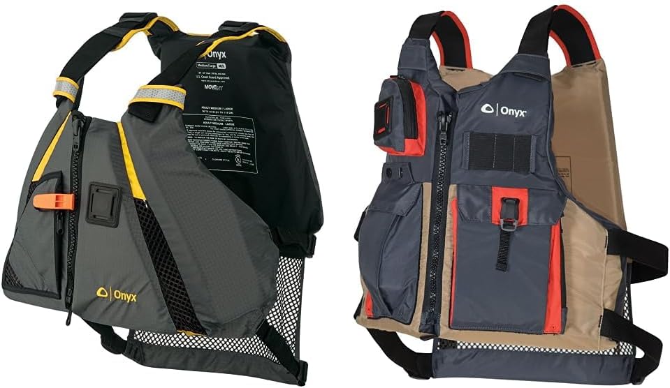 Onyx MoveVent Dynamic Paddle Sports Life Vest, Yellow, M/L & Kayak Fishing Life Jacket, Universal, Tan