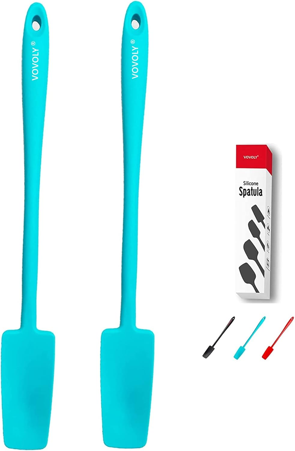 2Pack Vovoly Silicone Jar Spatula, Long Handle Jar