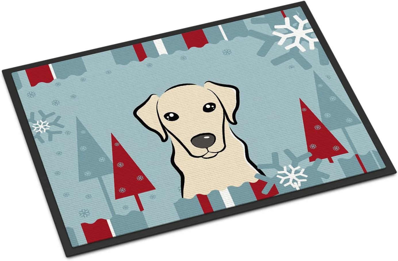 Caroline's Treasures BB1718JMAT Winter Holiday Yellow Labrador Doormat 24x36 Front Door Mat Indoor Outdoor Rugs for Entryway, Non Slip Washable Low Pile, 24H X 36W