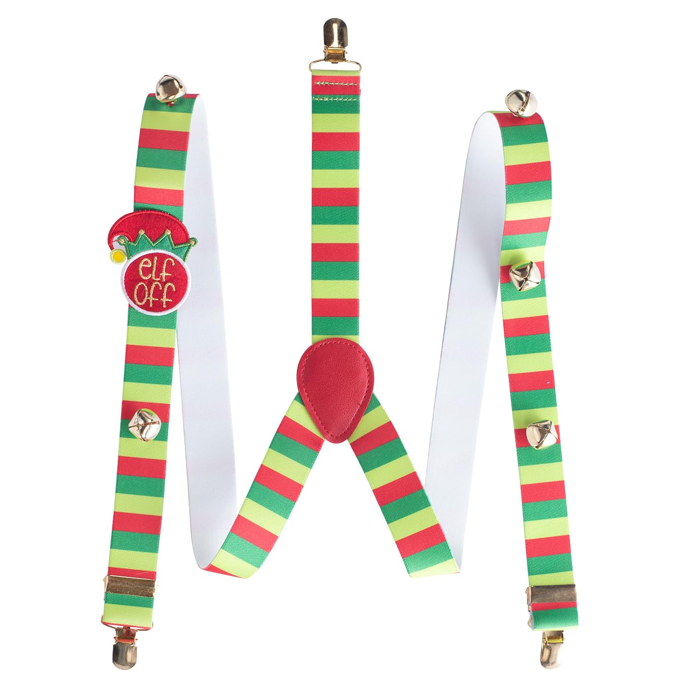 AI ACCESSORY INNOVATIONS Naughty or Nice Elf Off Suspenders with Real Jingle Bells and Embroidered Felt Applique (Elf)