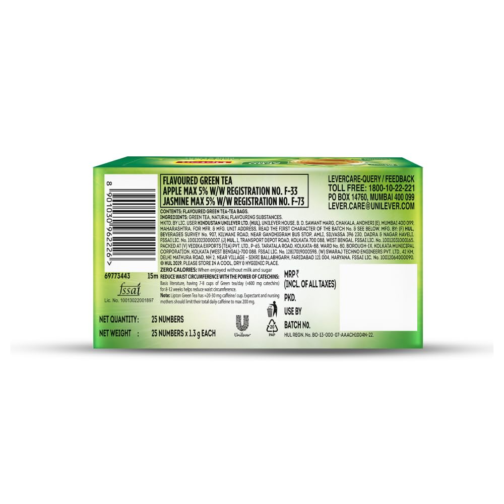 Lipton Clear & Light Green Tea Bags 25 Pcs, 32.5 Grams (1.3 g each) - Image 2 thumbnail