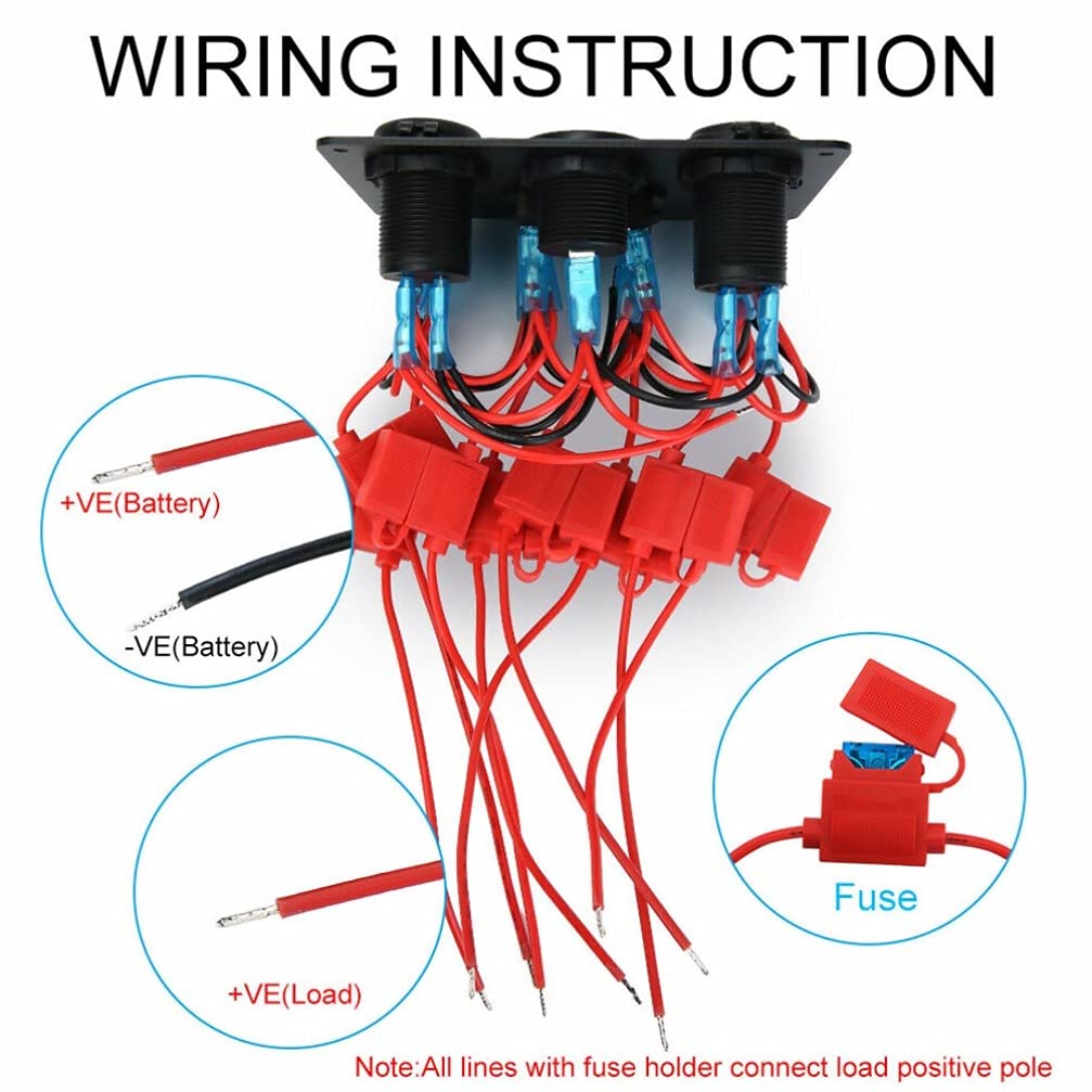 FAVOMOTO Gang Switch Panel Digital Voltmeter Dual USB Ports for Vehicle Boat Rv and Truck Charging Needs