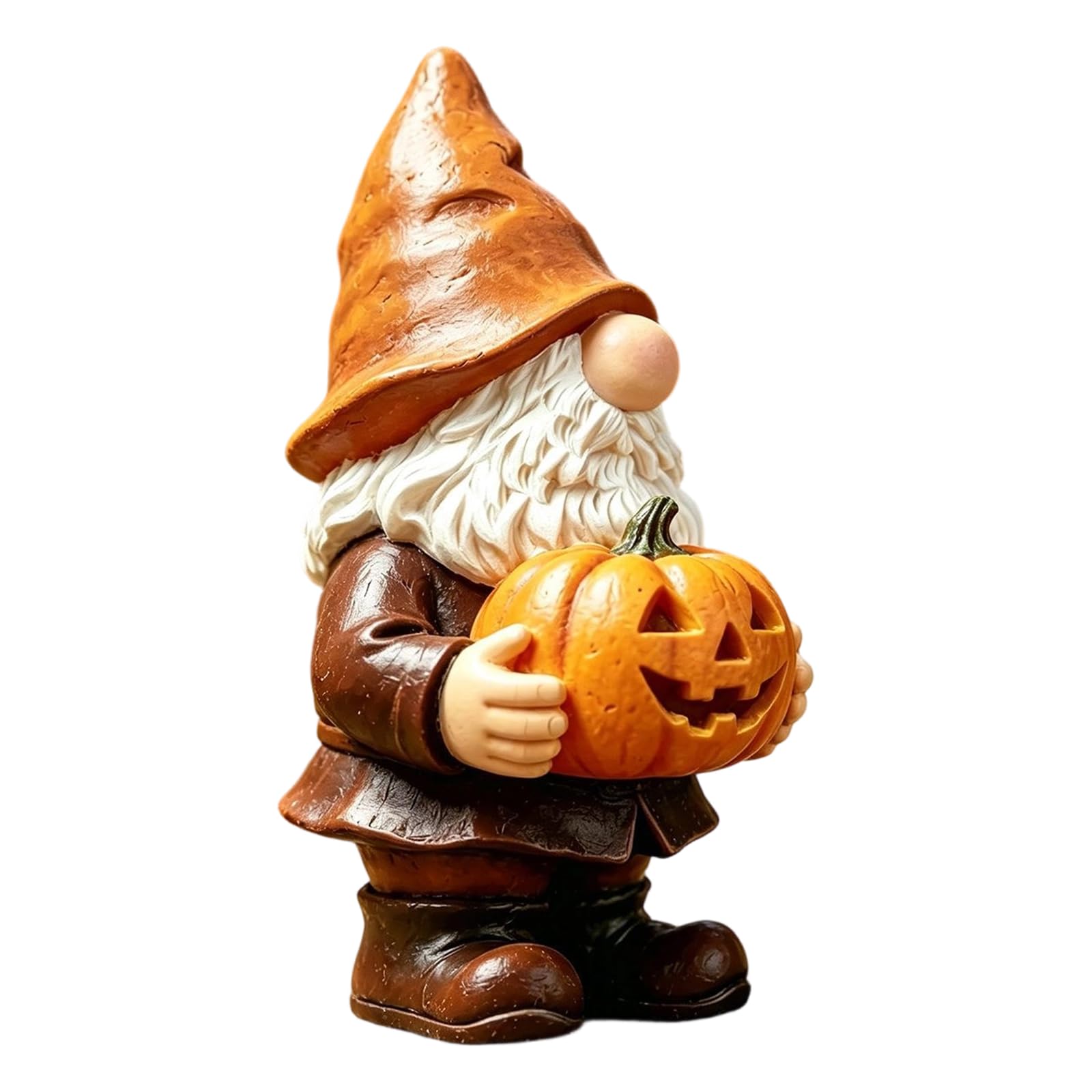 Pangboer Multicolor Single Piece Resin Character Statue With Pumpkin For Fall Halloween Display, Decorative Tabletop Entryway Accent Across Indoor Outdoor Flower Bed Scenes Halloween Witch Gnomes Statue Pumpkin Gnomes