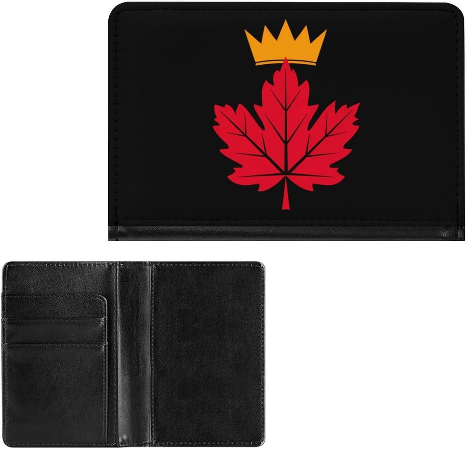 Canada Maple Crowed Funny Passport Holder Slim Travel Wallet Passports Cover Card Case with Slot