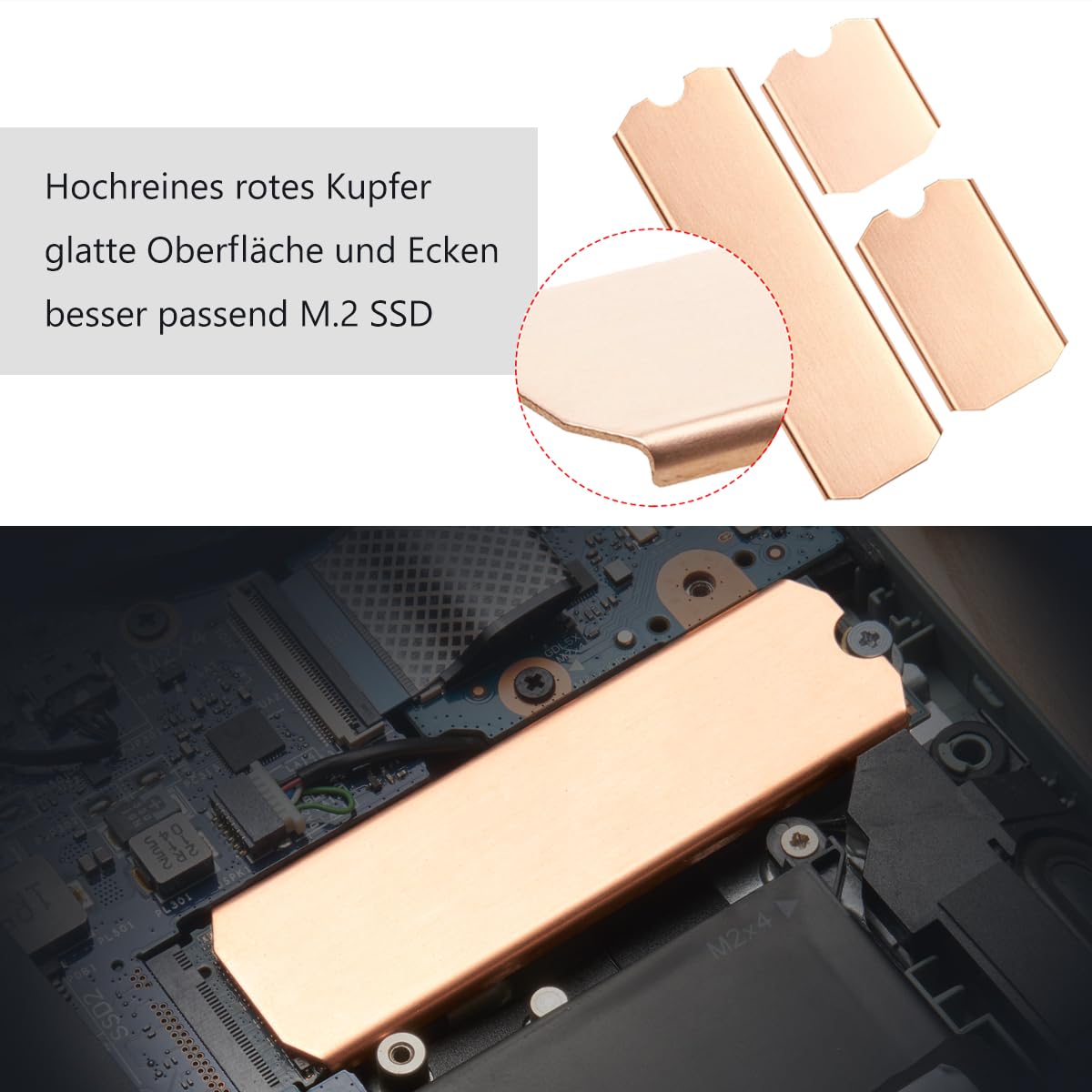 DolDer M.2 2242 SSD Dissipateur Thermique En Cuivre 0,5 Mm Pour Ordinateur Portable NVMe M.2 Heatsink Tampon Thermique Pour Refroidissement