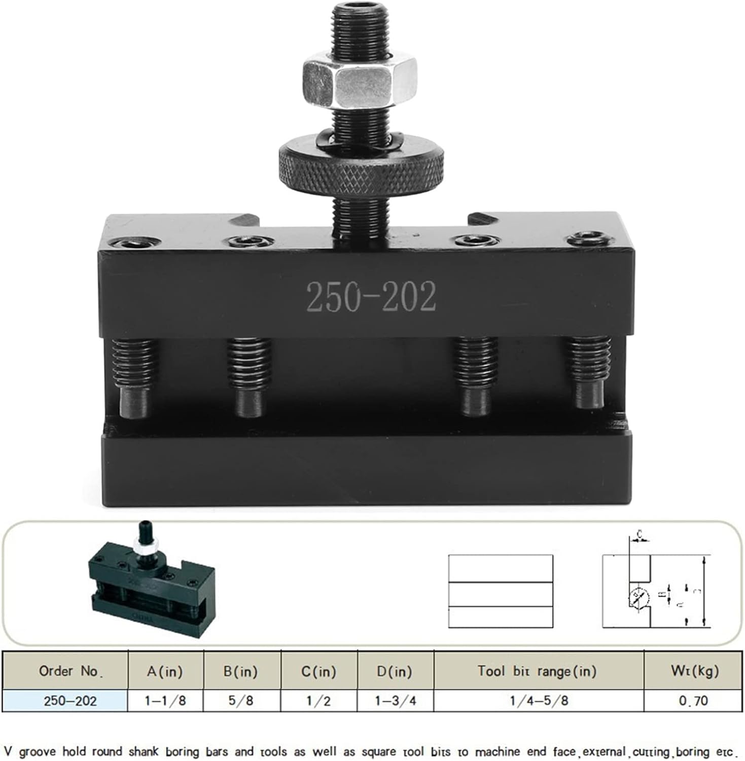 Lathe Tool Holder, 250-202 Quick Tool Change Holder Turning Facing Lathe Tool Holder Lathe Parting Tool for Lathe Machine