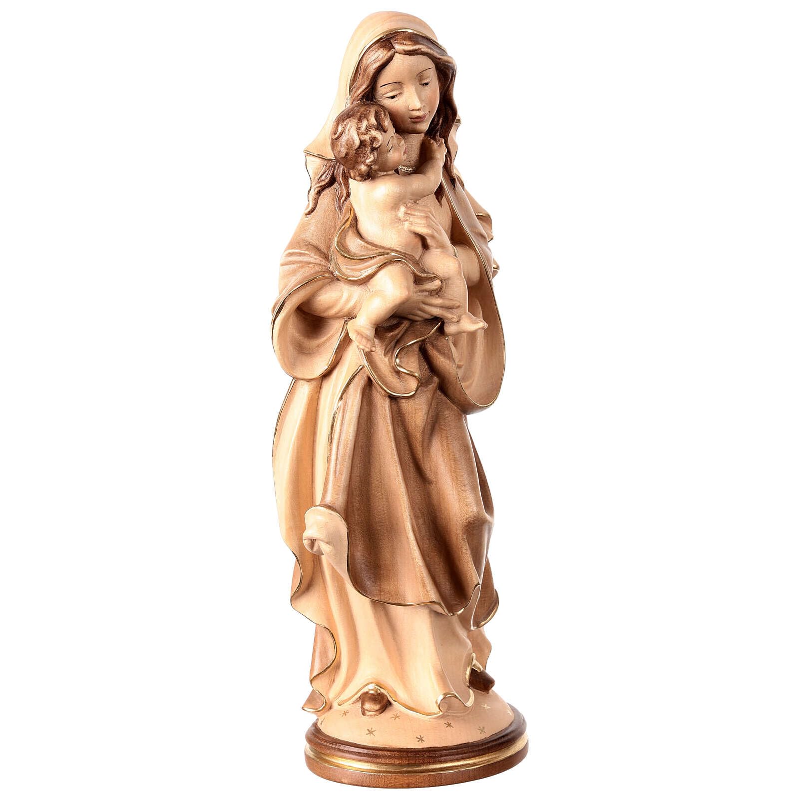 Our Lady of Peace in Wood Valgardena Burnished in 3 Colours, 41 cm (16.15 inc.)