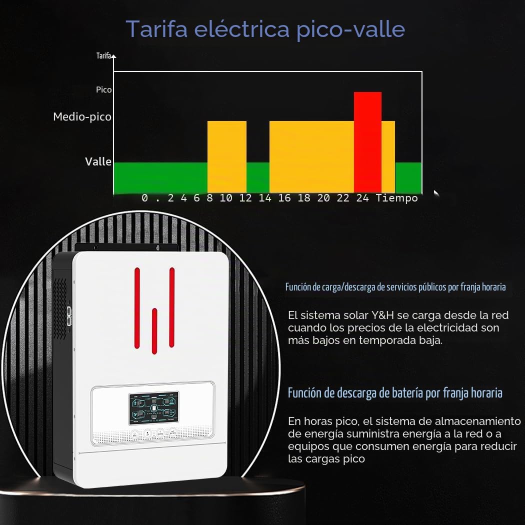 Y&H Inversor solar híbrido 3200 W CC 24 V a CA 230 V, arranque sin batería, BMS, onda sinusoidal pura, cargador MPPT 80 A + CA, entrada PV