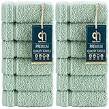 Qute Home - Juego de 12 paños 100% algodón turco, de secado rápido,...