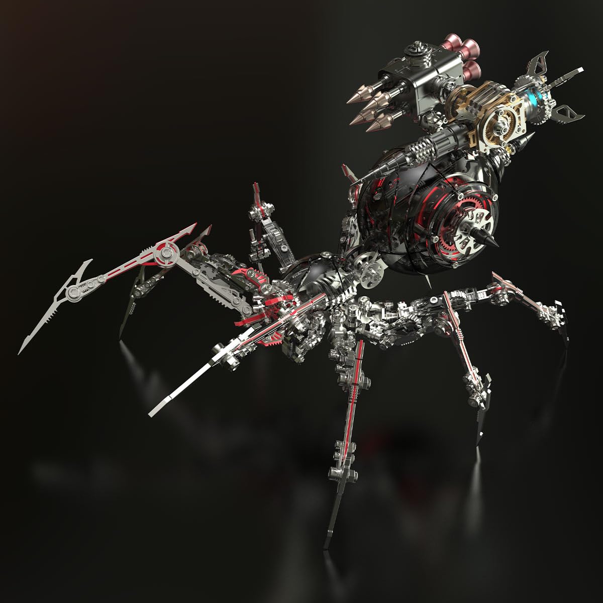 Steampunk - Puzzle in metallo 3D per adulti, modello di ragno di guerra meccanico con base, motivo: animali fai da te, modello per ornamenti e regali da scrivania (602 pezzi)