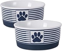 Vista 1 de Bone Dry Paw & Patch - Colección de mascotas de cerámica, juego pequeño, 4.25x2 pulgadas, azul náutico, 2 piezas