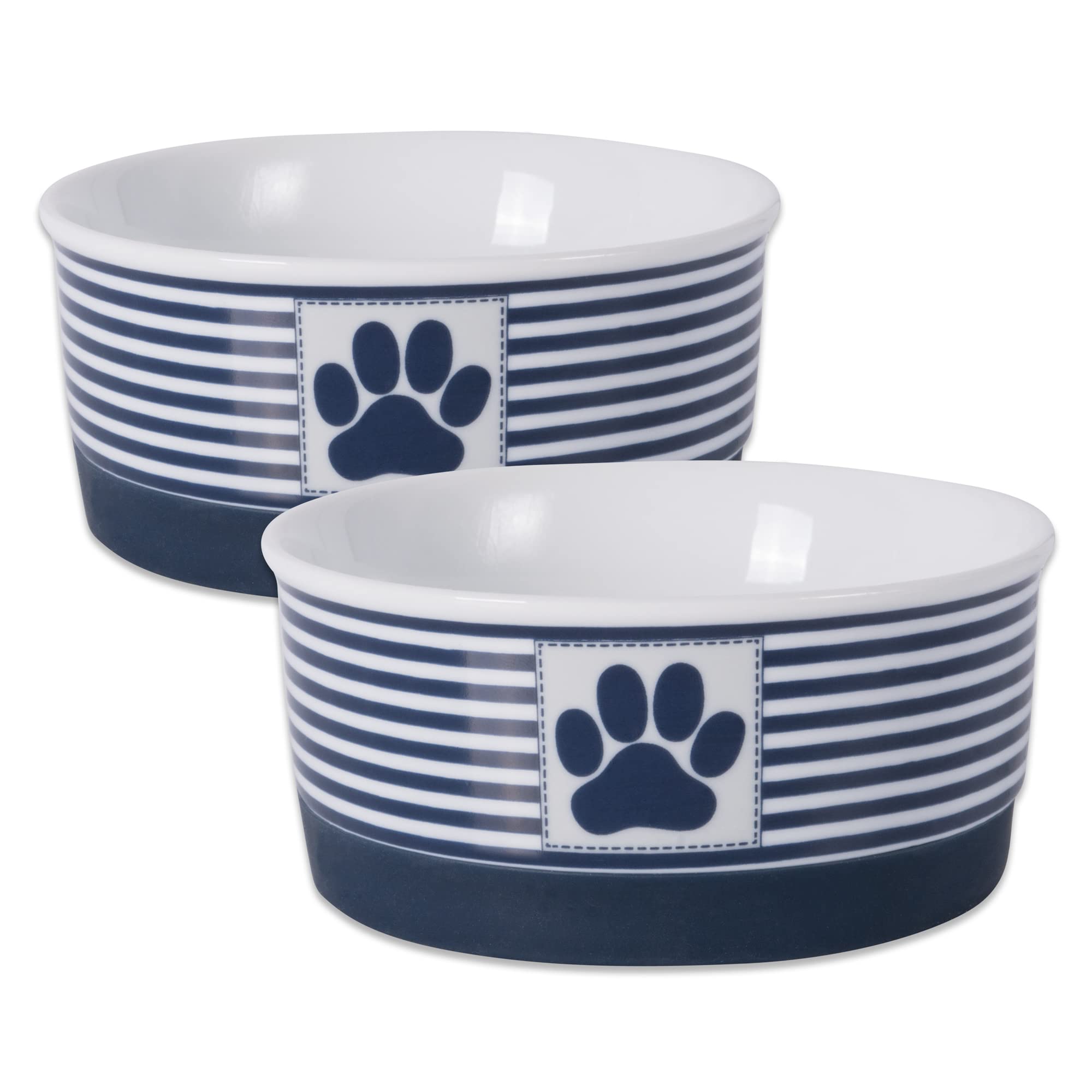 Bone Dry Paw & Patch Seramik Evcil Hayvan Koleksiyonu, Küçük Set, 10,8 x 5,08 cm, Deniz Mavisi, 2 Parça