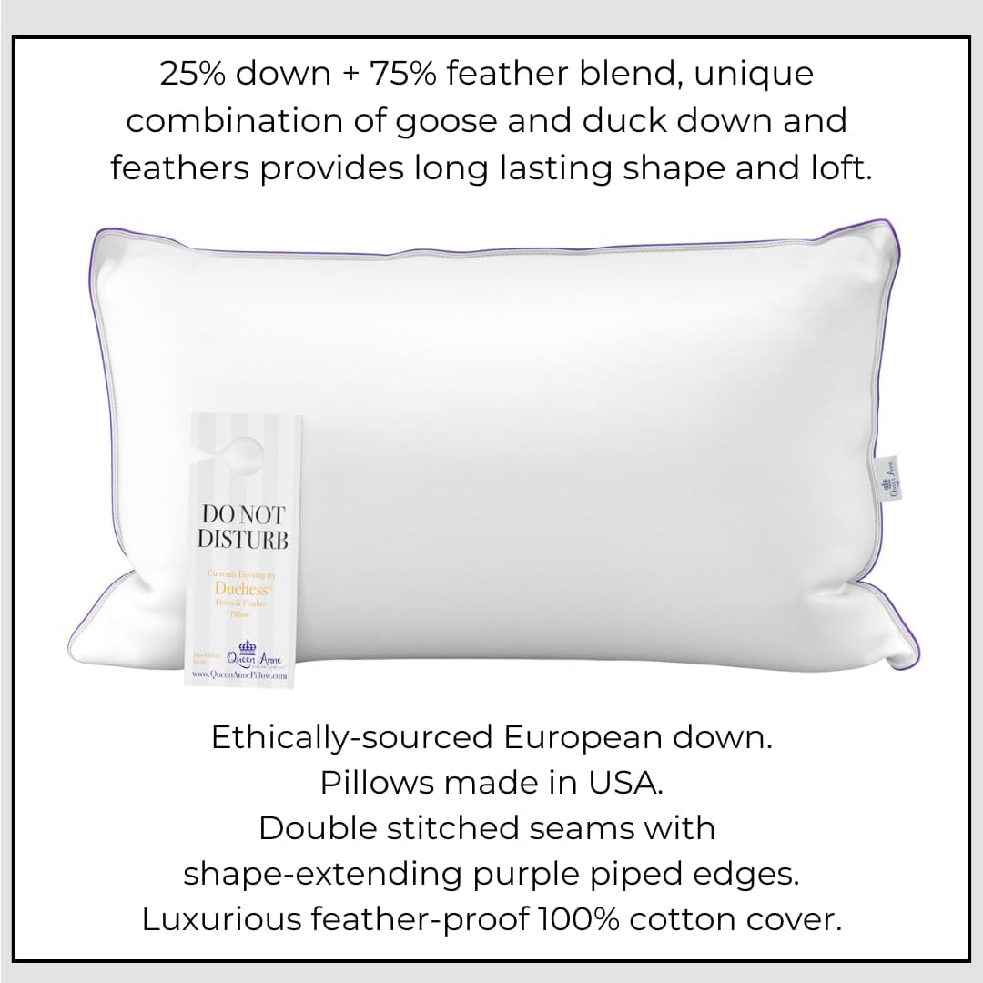 King Size White Cotton Down and Feather Bed Pillow