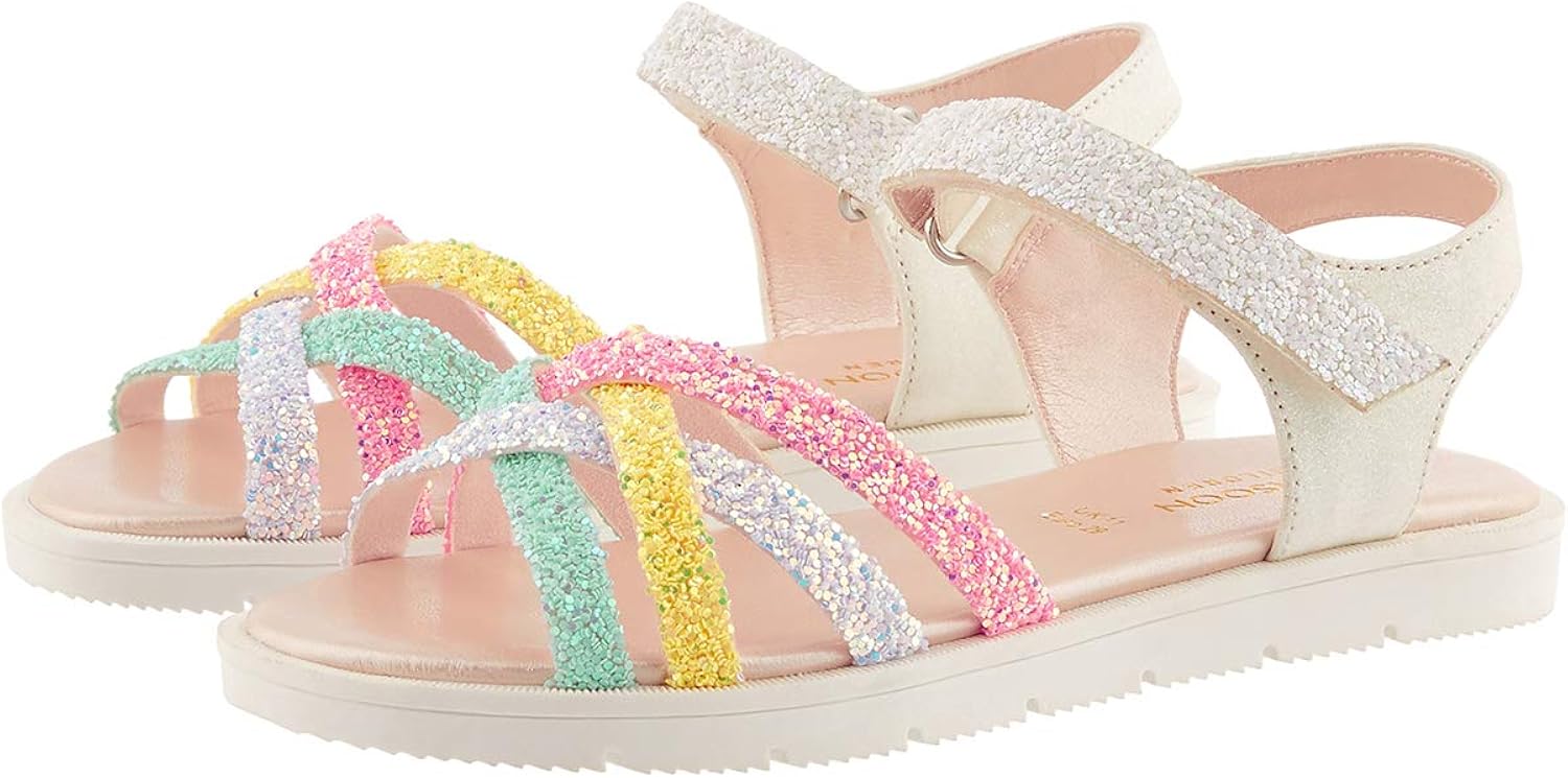 Monsoon Kids Glitter Rainbow Sandals Girl Size 02 Shoe Multicolour
