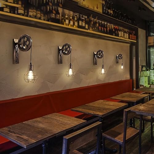 Miniatura 2 de Iron Pulley Wall SconceAmerican Country Wall SconceIndustrial Vintage Wall SconceDining Room Hallway Aisle Light Cage Wall Sconce