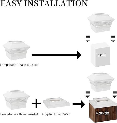 Miniatura 4 de Luces solares de 25 lúmenes para poste de 4 x 4 pulgadas y 5.5 x 5.5 pulgadas, filamento LED de alto brillo, blanco cálido de 3000 K, lámpara solar